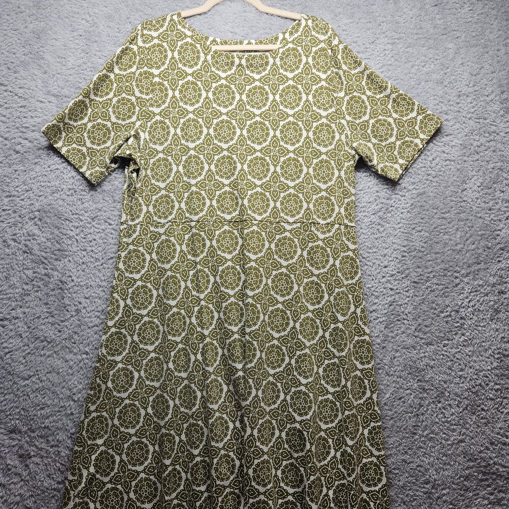 Croft & Barrow Womens Green Geometric Midi Dress Size 2X Cotton Stretch Casual